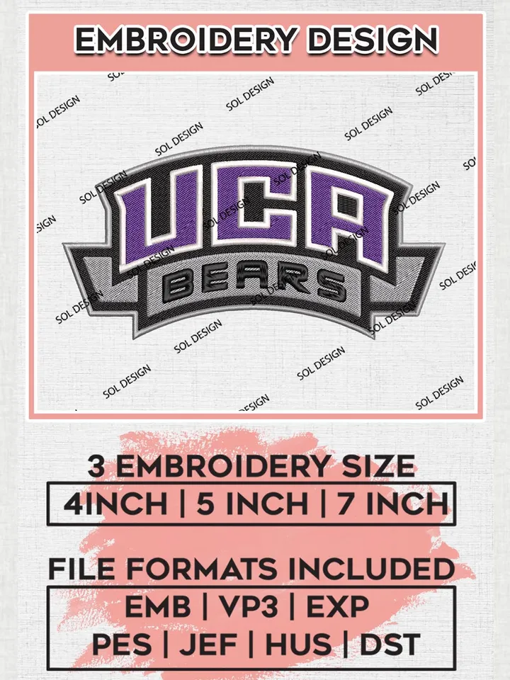 NCAA Central Arkansas Bears Wordmark Team Logo Machine Embroidery Design, NCAA UCA Bears Team Design Design files, NCAA Team Embroidery Designs, NCAA Machine Embroidery Designs, Digital Download