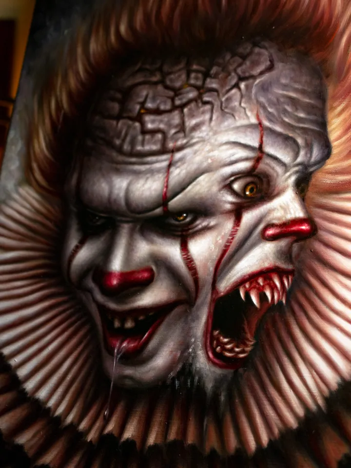 Original oil painting Pennywise the Dancing Clown Two-faced
