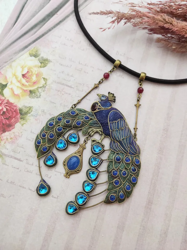 Peacock necklace Art nouveau