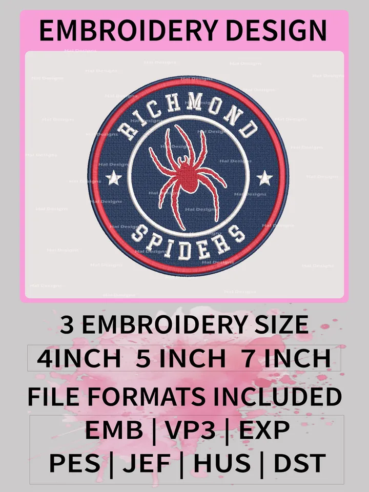 NCAA Richmond Spiders Embroidery Files – NCAA College Team Logo, Digital Machine Embroidery Designs