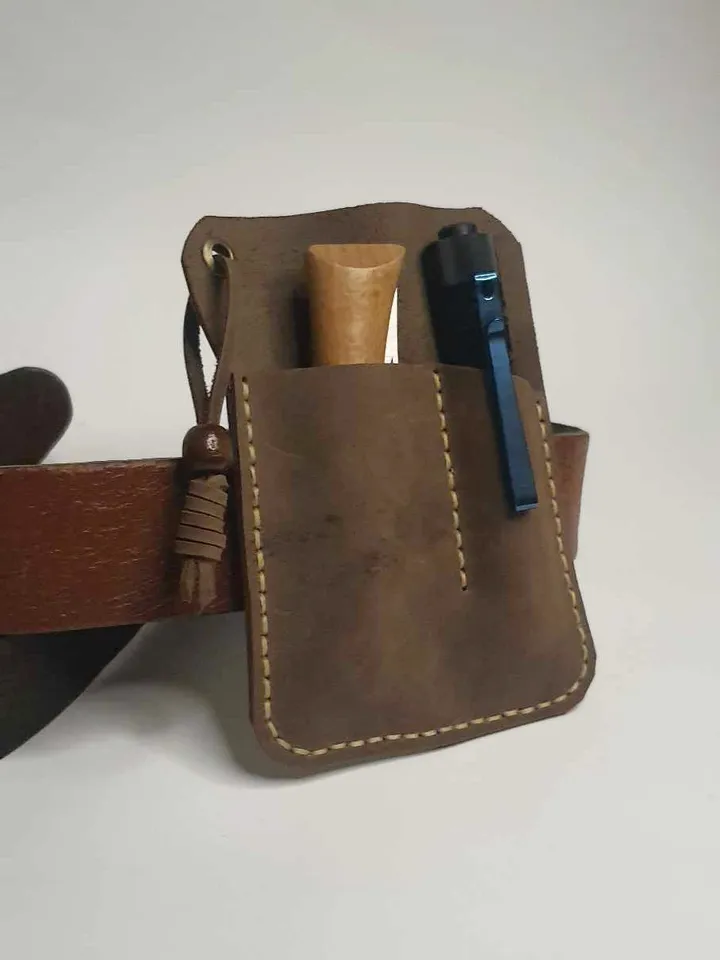 Folding Knife Leather Sheath Organizer EDC Tools flash light fast&easy, pdf pattern sheath, knife sheath, victorinnox, openil, olight