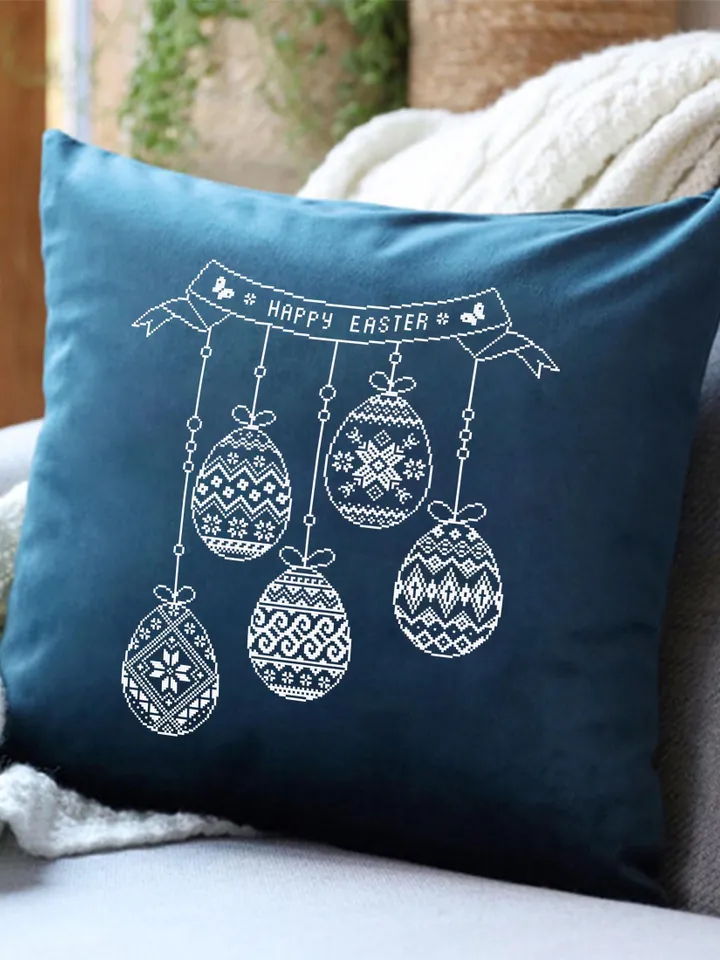 Easter eggs cross stitch pattern PDF download Monochrome sampler cross stitch chart for beginner, Happy Easter pattern digital PDF #T44