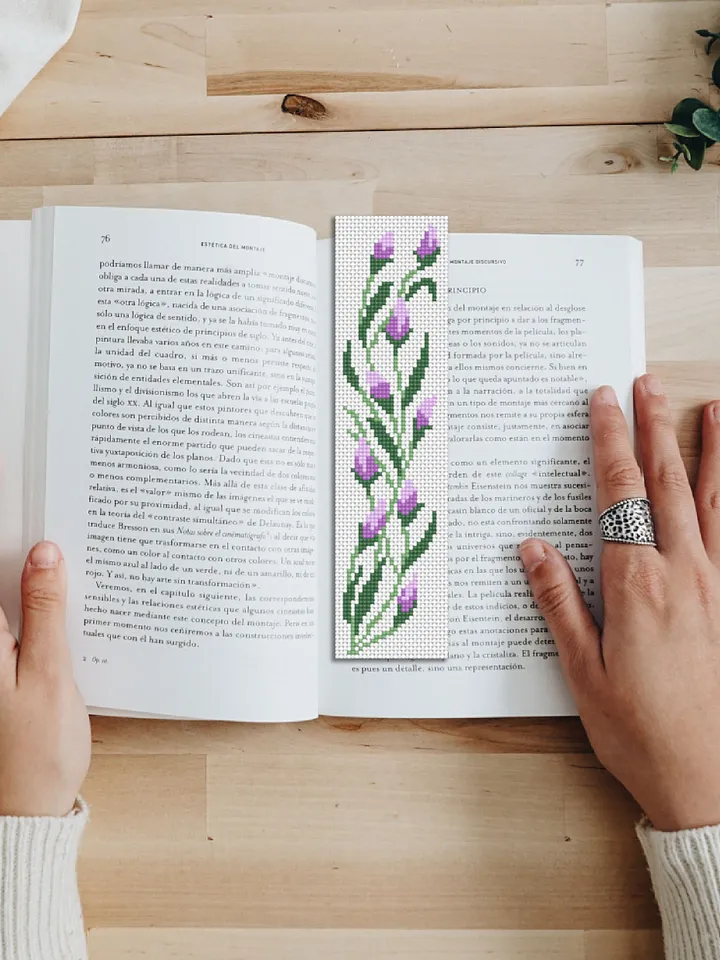 Flower bookmark cross stitch pattern PDF download Small floral cross stitch chart, Cute Handmade bookmark digital PDF, Flower pattern #B206