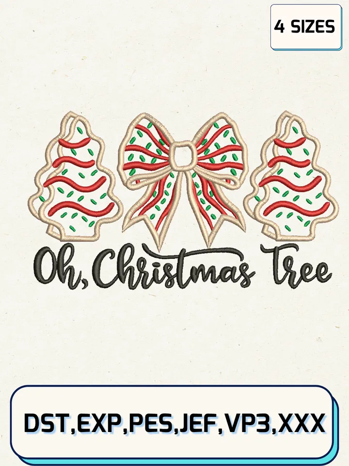 Oh, Christmas Tree Embroidery Design Embroidery Design Files,Christmas Embroidery Designs,Machine Embroidery Files,4 Sizes