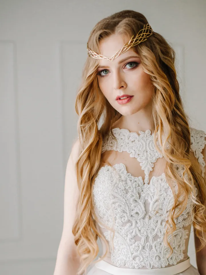 Wedding diadem Bridal Elven Tiara Elven bridal hair vine Wedding Headpiece bridal headband fantasy fairy Tiara Alise