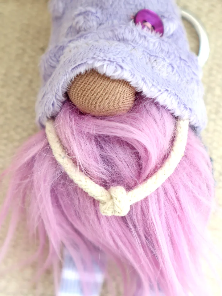 Lavender plush Gnome keychain