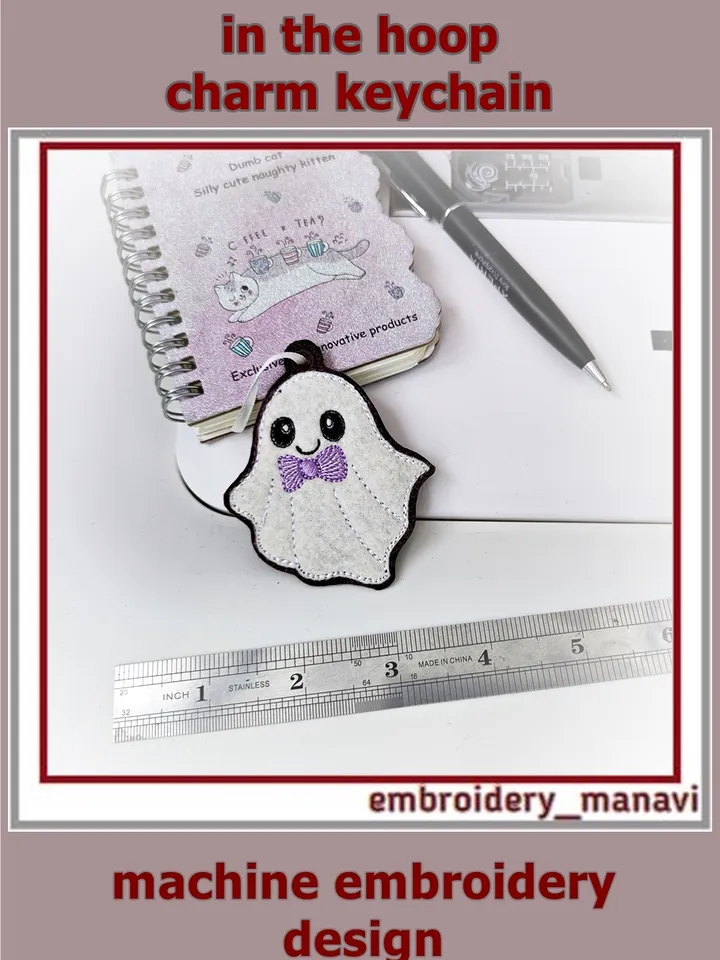 Boo Buddy – Halloween ITH Felt Ghost Boy Charm by Embroidery Manavi 05