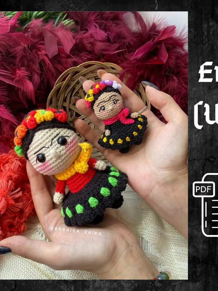 PDF Frida Kahlo Doll, Amigurumi doll pattern, Crochet ornament, Amigurumi decoration, Amigurumi Crochet Frida Doll Pattern