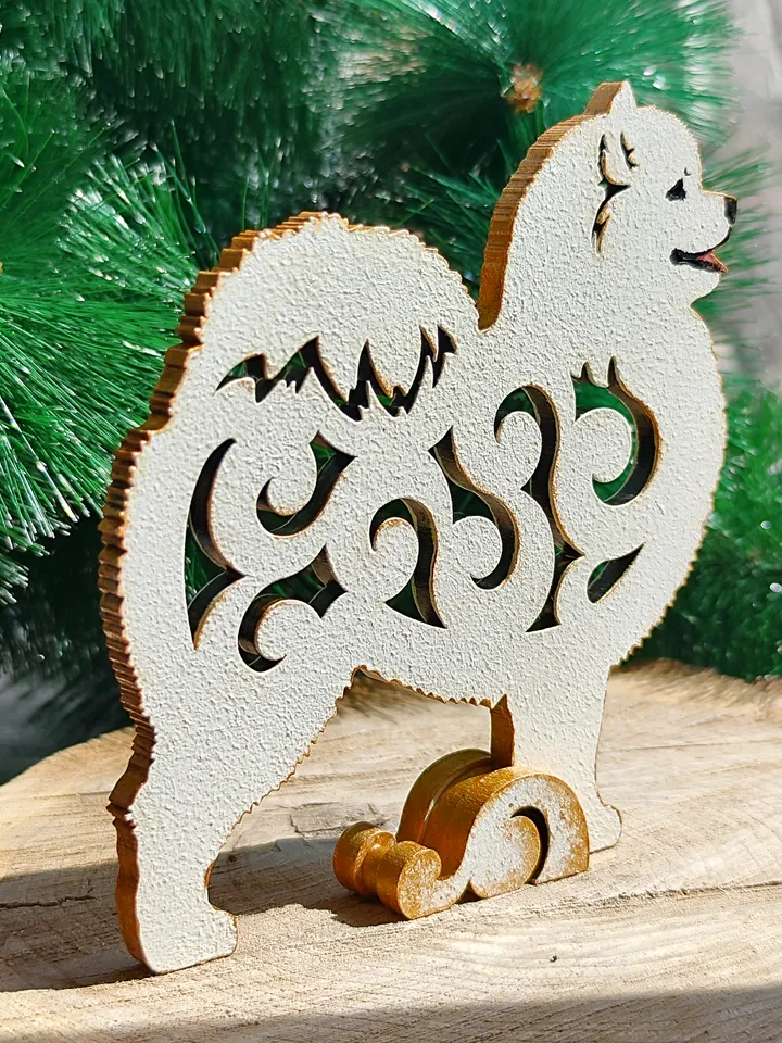 Figurine Samoyed wood, hand-made