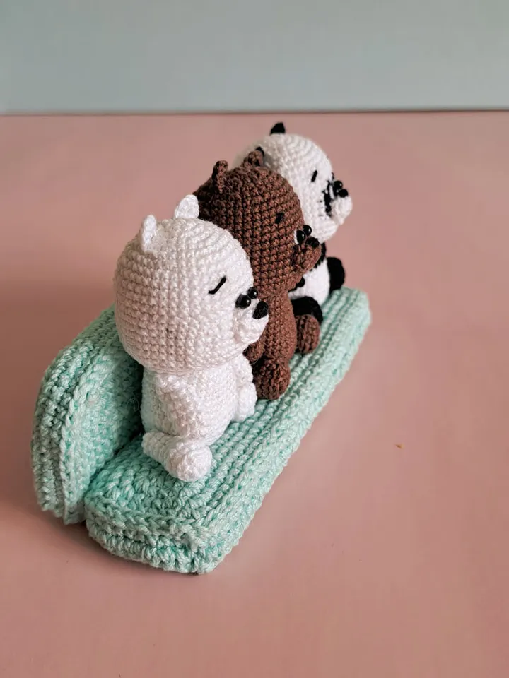 Three crochet bears pattern. Pattern crochet panda, brown and polar bear