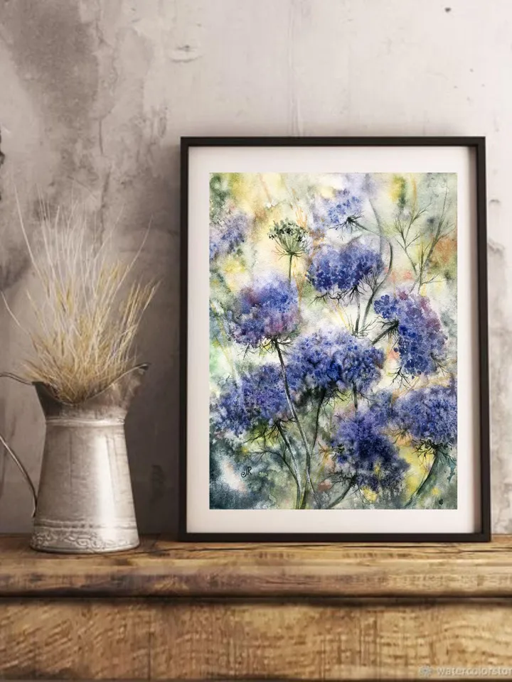 Flowers Original Painting Watercolor Wildflowers Wall Art Floral