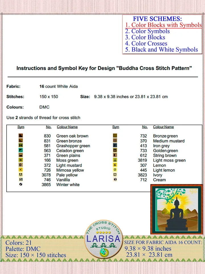 Buddha Cross Stitch Pattern | Bodhi Tree