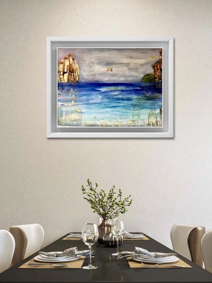 Fantasy watercolor painting wall art,original watercolour mix media painting,modern fantasy art,home decoration,gift.