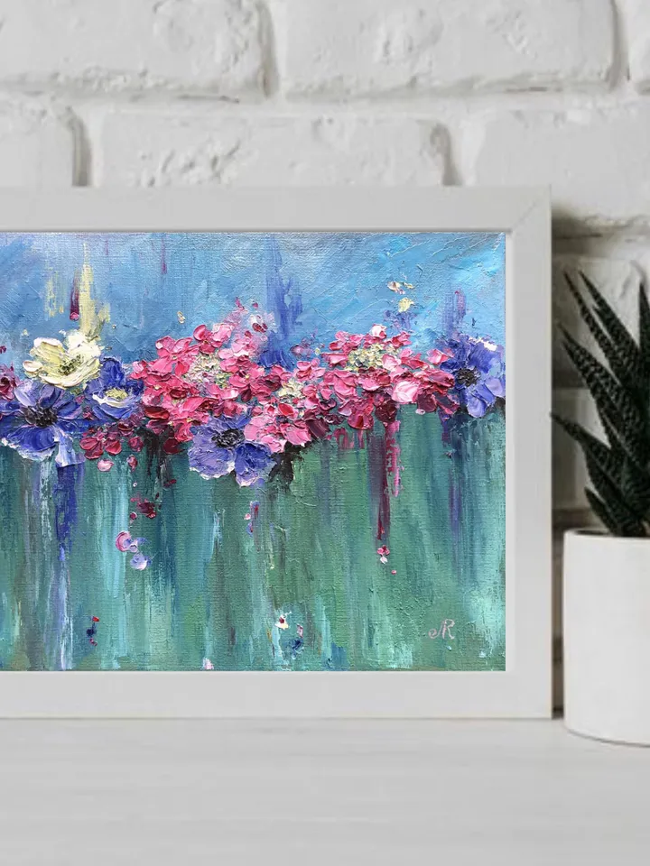 Flowers Original Painting Floral Oil  Wall Art Anemones Painting Blooming Painting