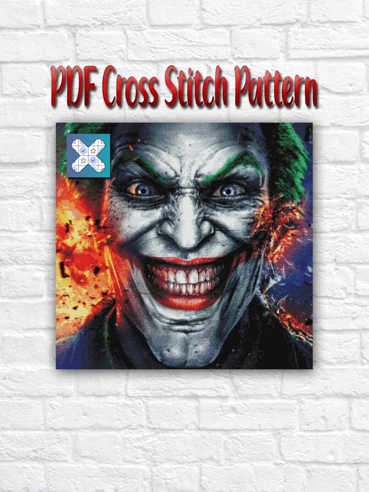 Joker Cross Stitch Pattern / Batman Cross Stitch Pattern / Joker Instant Embroidery / Detective PDF Cross Stitch Chart