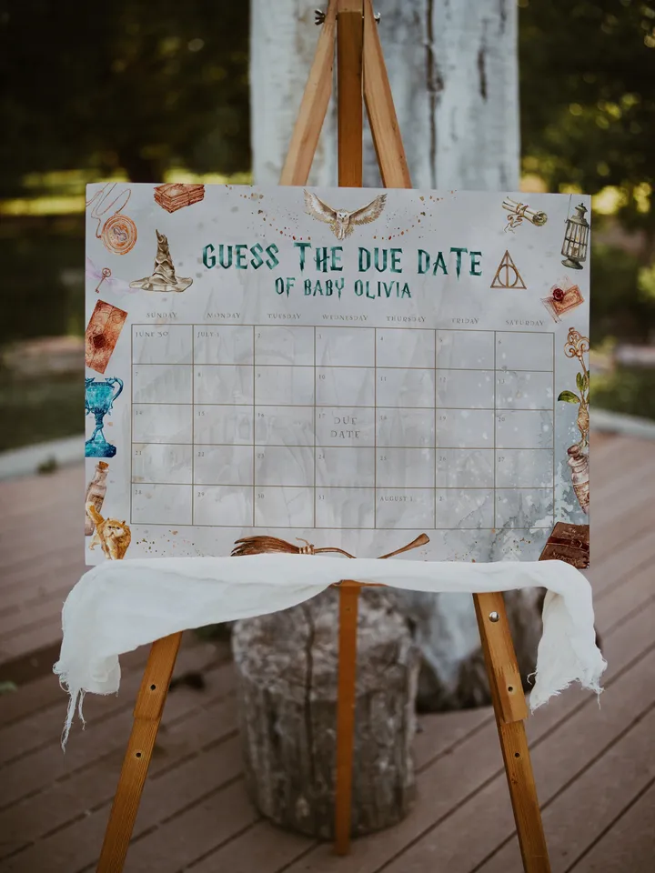 Winter Wizarding World Due Date Calendar Game Baby's Birth Date Game; Magic School Baby Shower; Guess the Due Date Calendar printable; ms7
