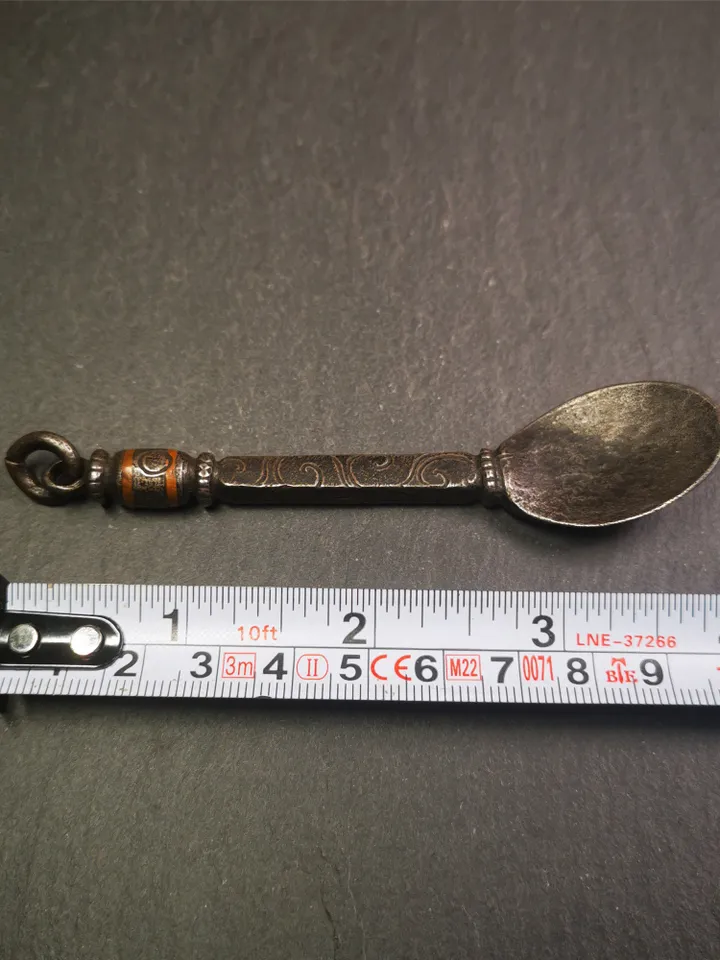 Gandhanra Handmad Tibetan Buddhist Tsog Offering Spoon,Serving Ritual Implement for Worship Ceremony,4.0" Length