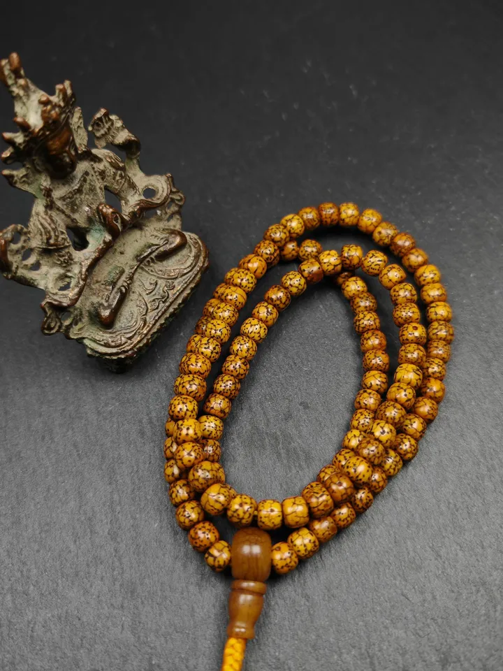 Gandhanra Old Tibetan Mala Beads Necklace,7mm Lotus Seed Beads Prayer Beads Bracelet,12.6&quot; Length