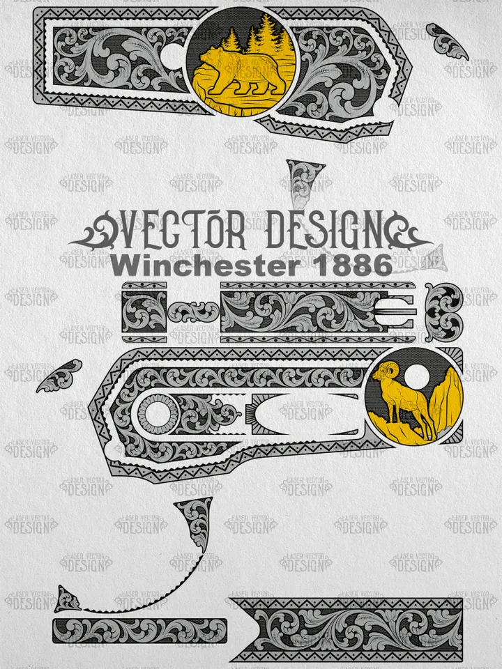 VECTOR DESIGN Winchester 1886 Mountain Ram and Bear