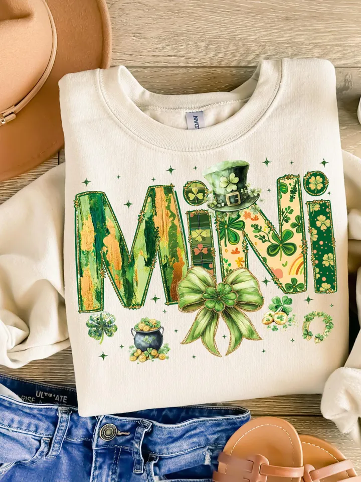 Mini St Patrick's Day PNG, Coquette Brushstroke png, Lucky Mama Png, Shamrock PNG, St Patricks Coquette Png, Lucky Charm Png,Glitter Irish
