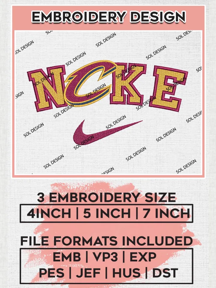 Nike Cleveland Cavaliers Machine Embroidery Designs, NBA Cleveland Cavaliers Embroidery Design Files, NBA Cavaliers Logo, NBA Machine Embroidery Designs, NBA Embroidery Designs, Digital Download