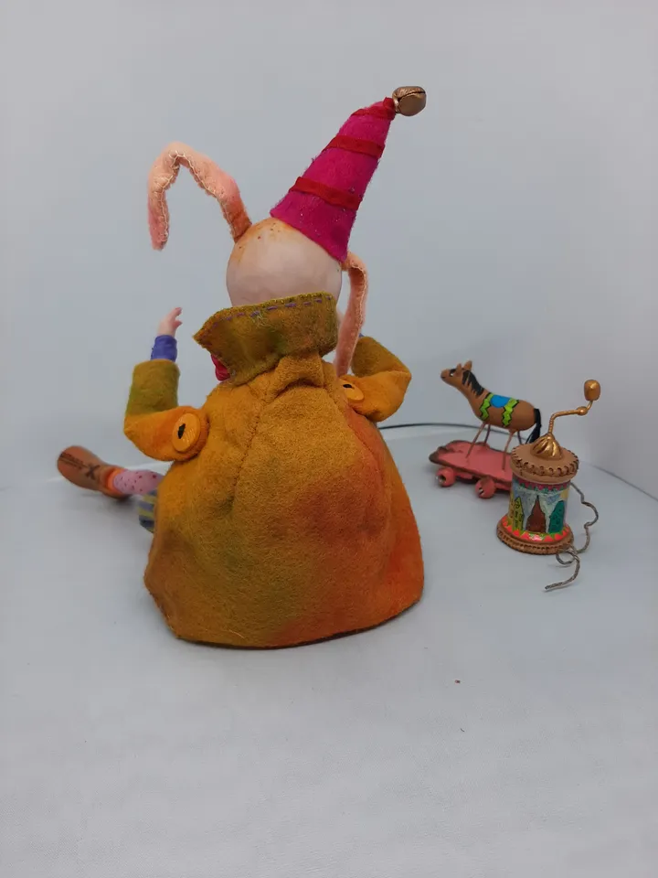 Handmade collectible Rabbit called Sophka with 2 toys OOAK art doll