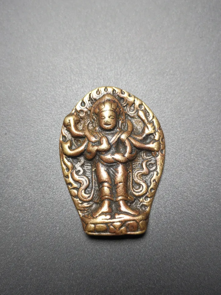 Gandhanra Handmade Thokcha Pendant,Six-armed Manjusri,Wisdom Buddha,Tibetan Budhist Protective Amulet