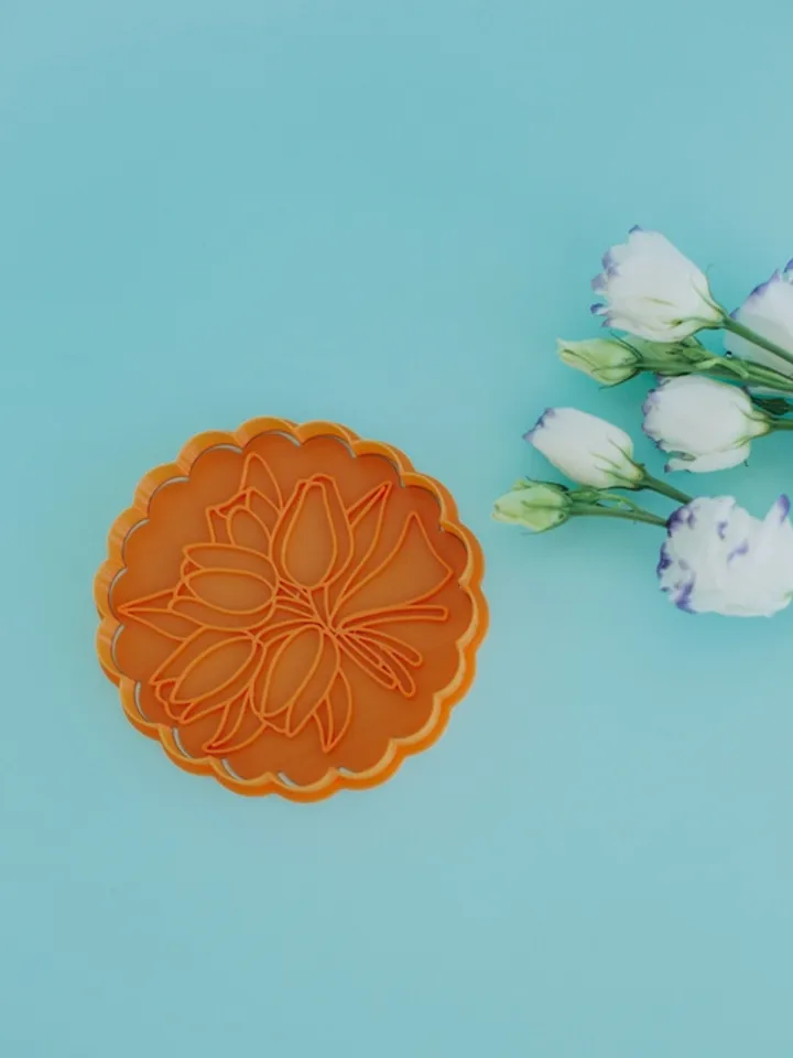Flowers cookie cutter Custom stamp for cake topper gingerbread decor cutters sugar cookies polimer clay