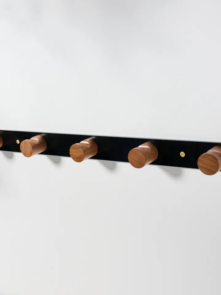 Black + Walnut Minimalist Metal and Wood Wall Mounted Coat hook