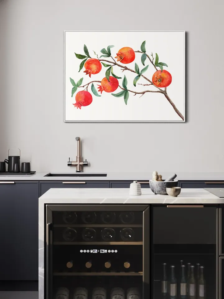 Pomegranate Tree Art Print, Watercolor Painting, Pomegranate Artwork, Vintage Fruit Trees, Gift For Chef, Fruit Painting, Still Life Fruit,