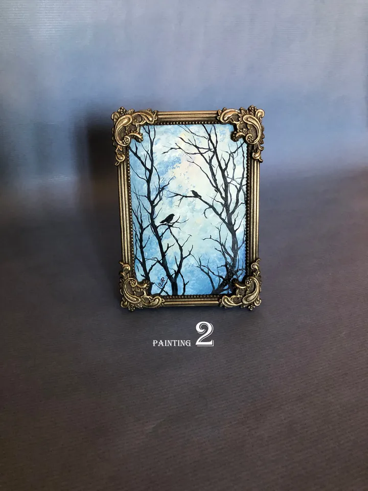 Mystic Oil Painting Framed Antique Metal Frame