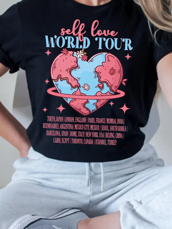 Self Love World Tour Png, Self Love Club PNG, Positive Valentine, Valentine Sublimation, Trendy png, Retro png, trendy vday shirt png