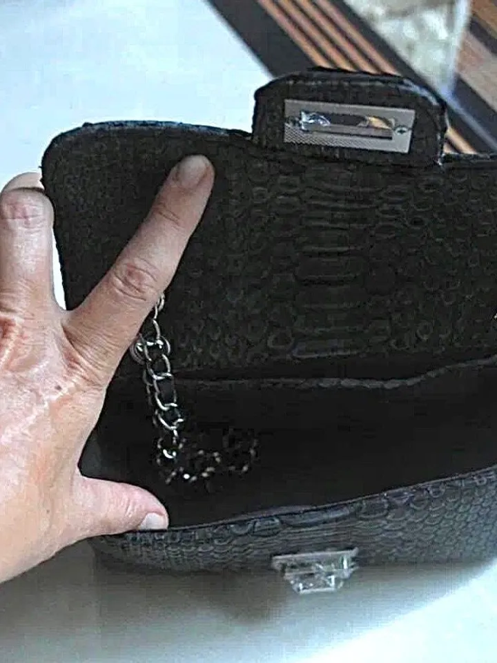 Genuine python skin adjustable chain crossbody black women classy MINI bag, classy evening bag, leather small grey bag, everyday purse