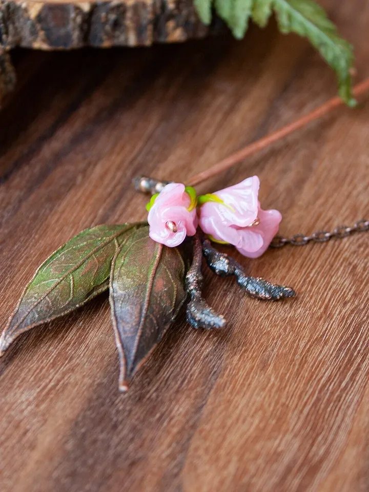 Rose Flower Hair Clip, Copper Flower Brooch, Glass Rose Hair Accessories, Natural Jewelry, Electroplating, Great Gift for Her