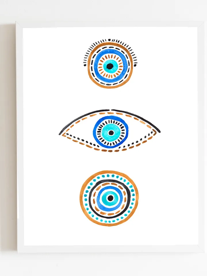 Evil Eye Print,Blue Evil Eye, Nazar Poster, Evil Eye Wall Decor, Abstract Blue Eye, Boho Eye Art Print, Turkish Evil Eye Art Poster