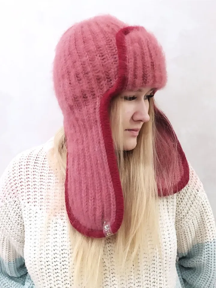 Hat pink womens warm winter