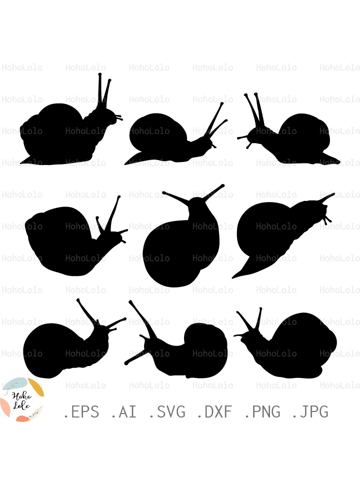 Snail Svg, Snail Cricut, Snail Silhouette, Snail Stencil, Snail Template Dxf, Snail Clipart Png