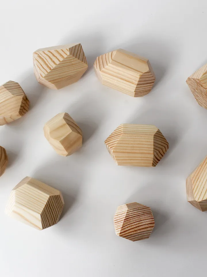 Tumi Ishi - natural wood Rocks stacking toy, montessori building blocks set