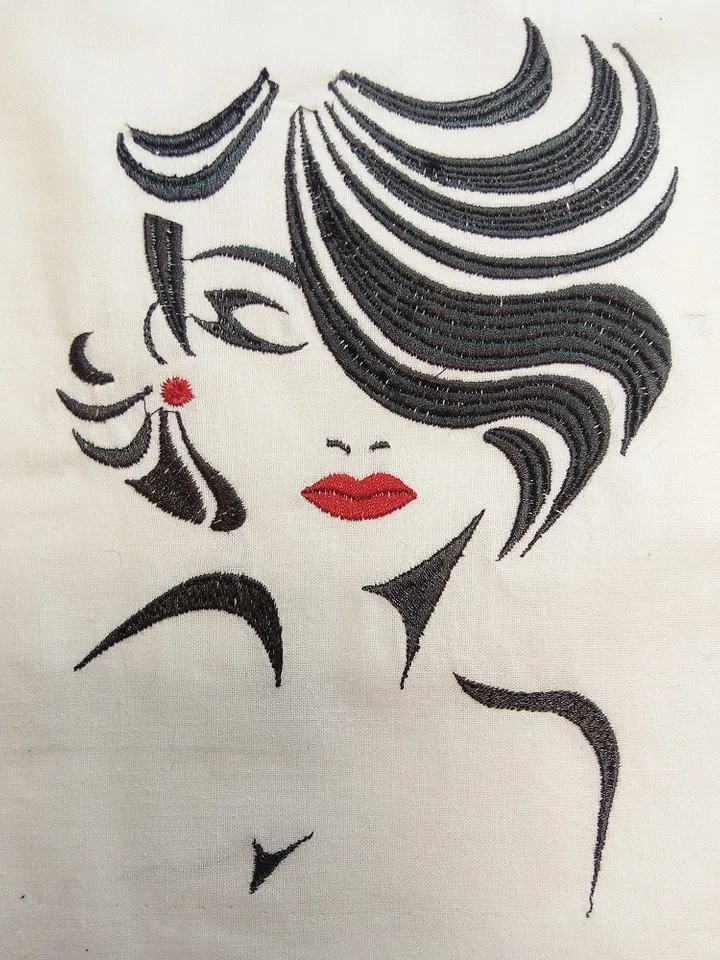 Young woman Embroidery Design