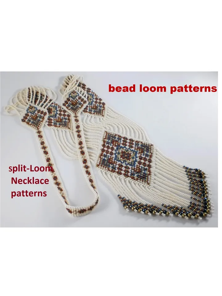 Bead loom patterns, Gerdan-Split-Loom Necklace, Beaded Sautoirs, Beading Loom only Pattern, Instant Download, PDF