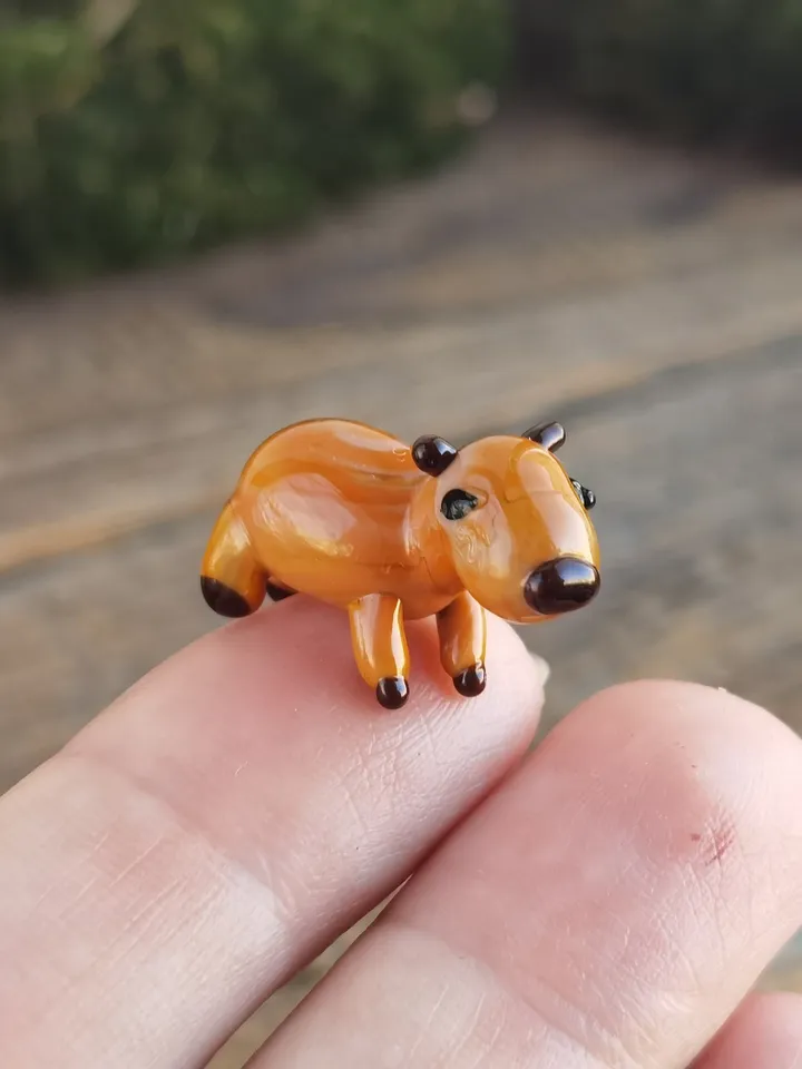 GLASS FIGURINES Capybara figurine Glass Capybara Miniature Capybara tiny Capybara Tiny glass animals Terrarium Dollhouse miniature