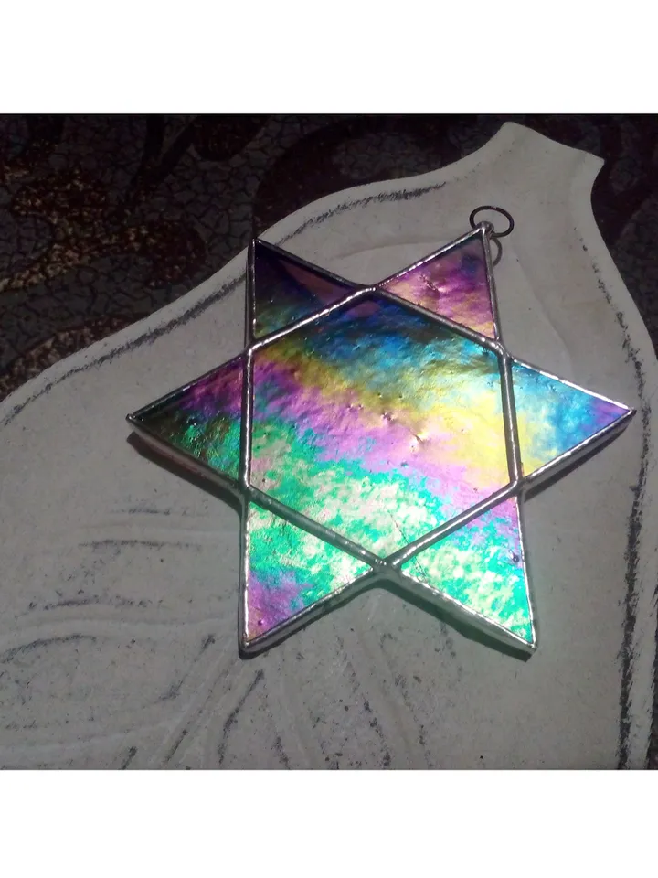 Hanukkah, jewish star, snowflake decorations, iridescent stained glass, Hanukkah 2022, Star of David, seals of Solomon