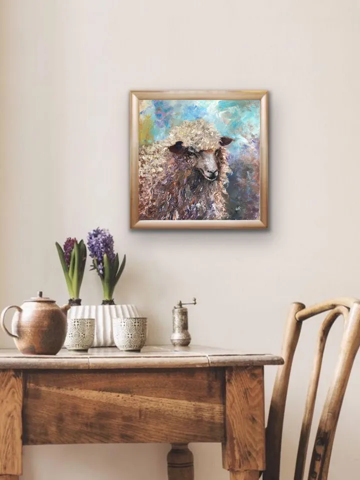 Sheep Original Painting Animal Oil Paintings Sheep Wall Art Rustic Paintings