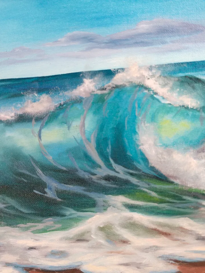 Seascape round oil painting