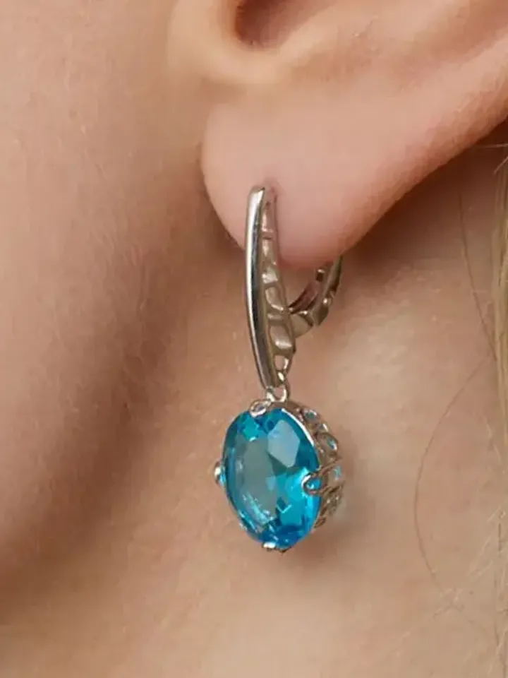 Earrings silver 925 with topaz