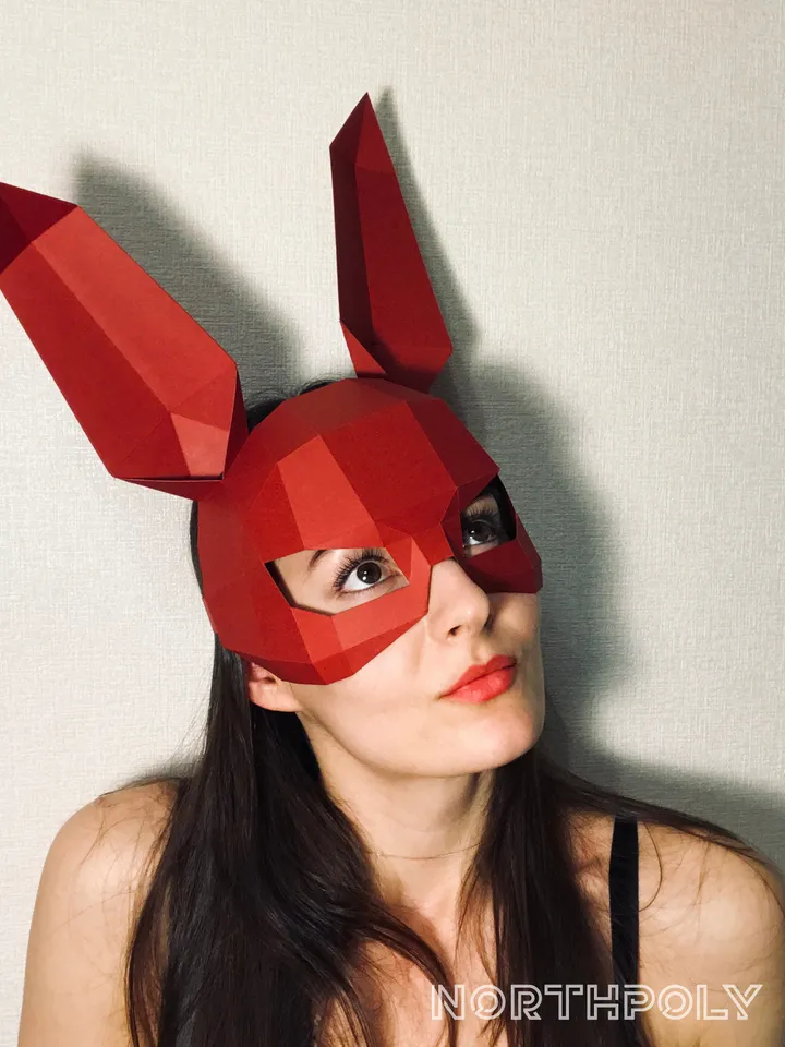 Rabbit Mask Papercraft, Digital Template, PDF Download, Gurko, 3D Low Poly Animal Mask, DIY Origami, Pepakura, Paper Mask, DIY Costume