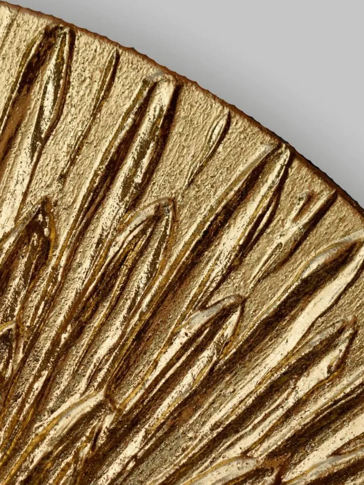 Gold Abstract Art Original Painting Textured art on a round canvas | Gold Metallic Modern wall decor Gold Leaf Art