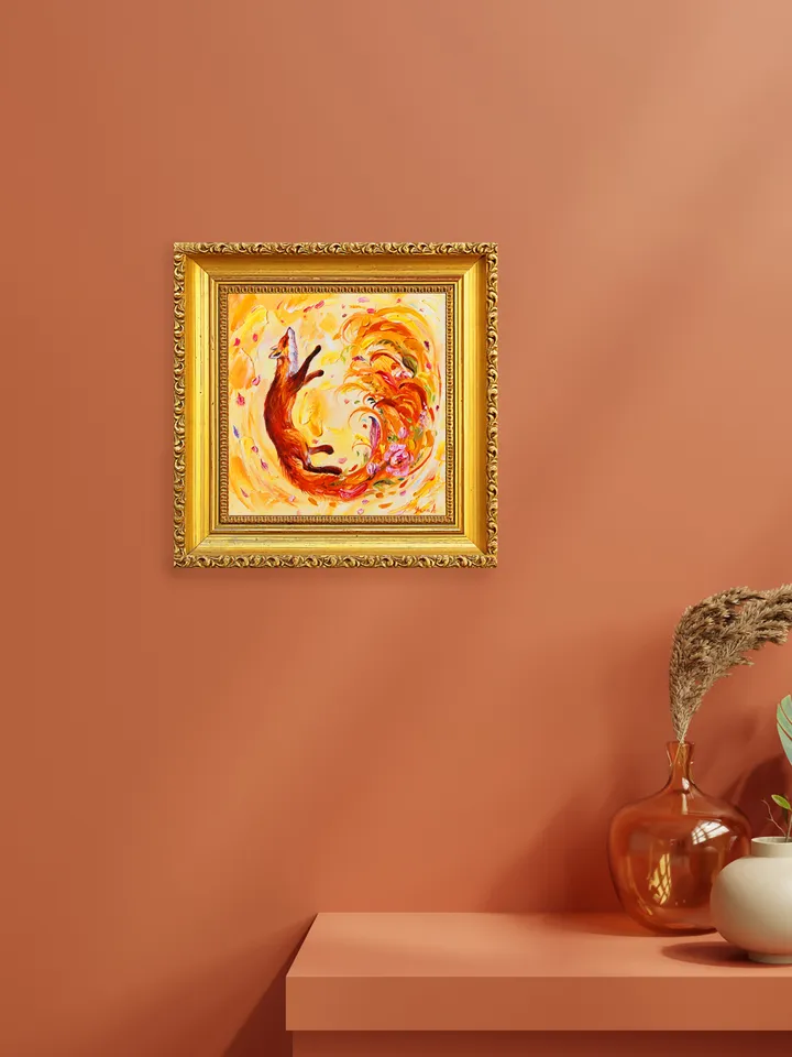 Fox Oil Painting Original Textured Handmade Fox Artwork 10 by 10 inches