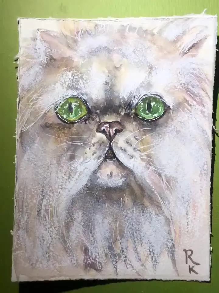 White persian cat original watercolor painting,cat lovers gift,animals watercolor painting.fluffy cat wall art,white cat art,special gift.