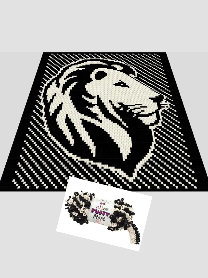 Loop yarn Finger knitted Lion blanket pattern